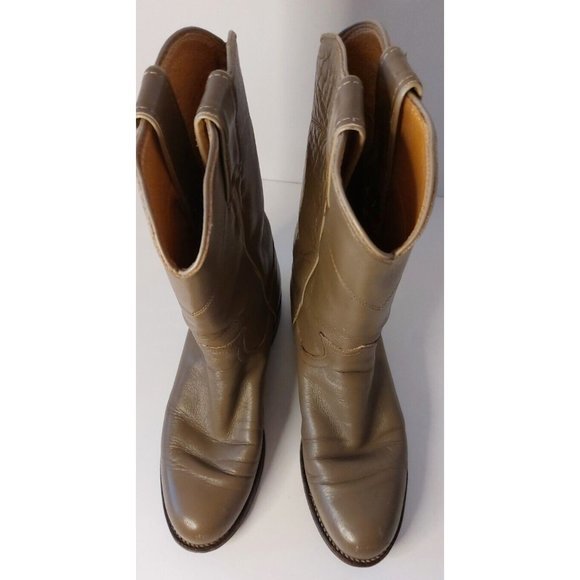 Justin Women's Ropers Tan Leather Pull‎ On Roper Boots Size 5 B - Picture 3 of 6